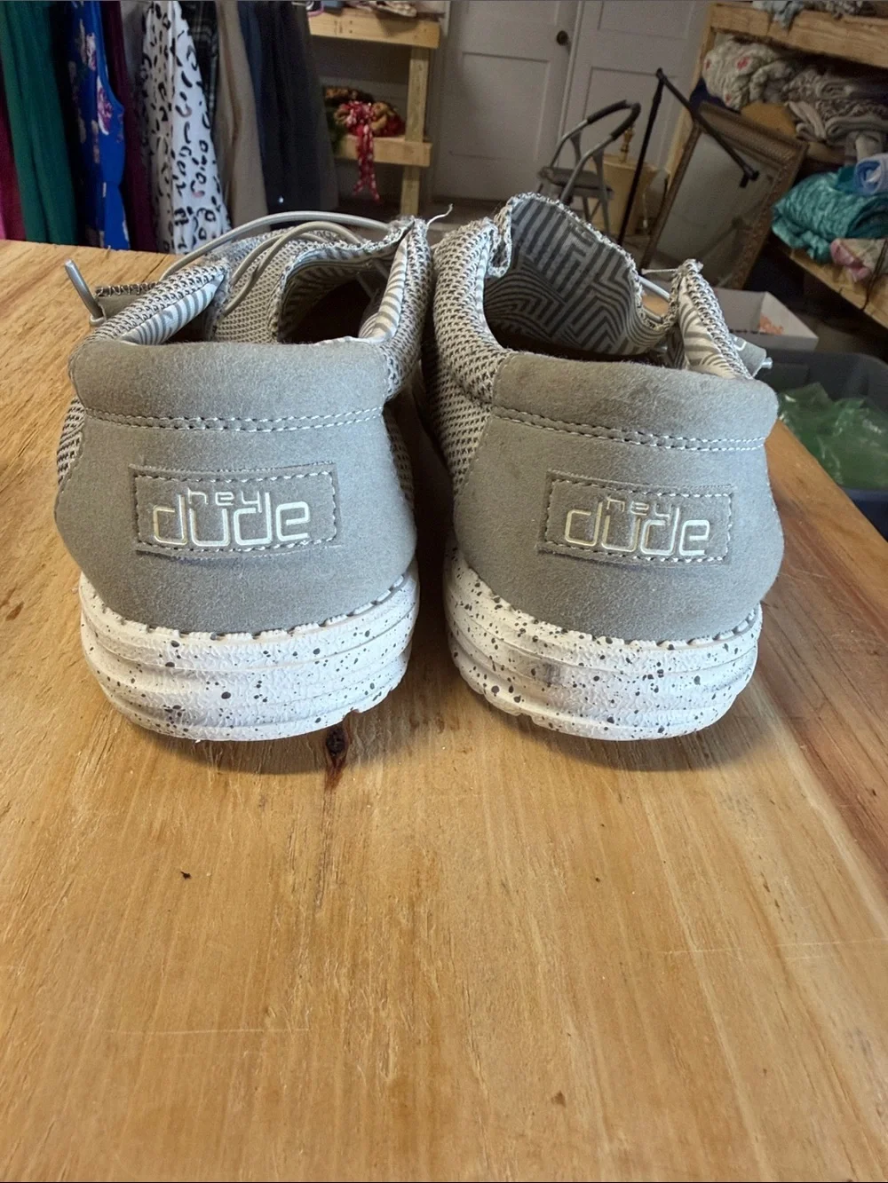 Hey Dude Mens Moccasins in Light Grey Knit